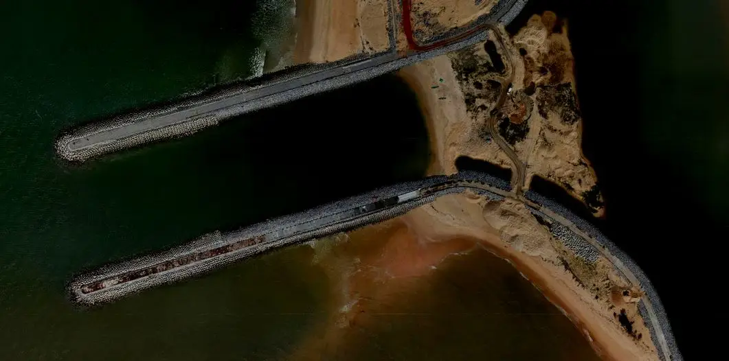 Aerial drone image of a coastline