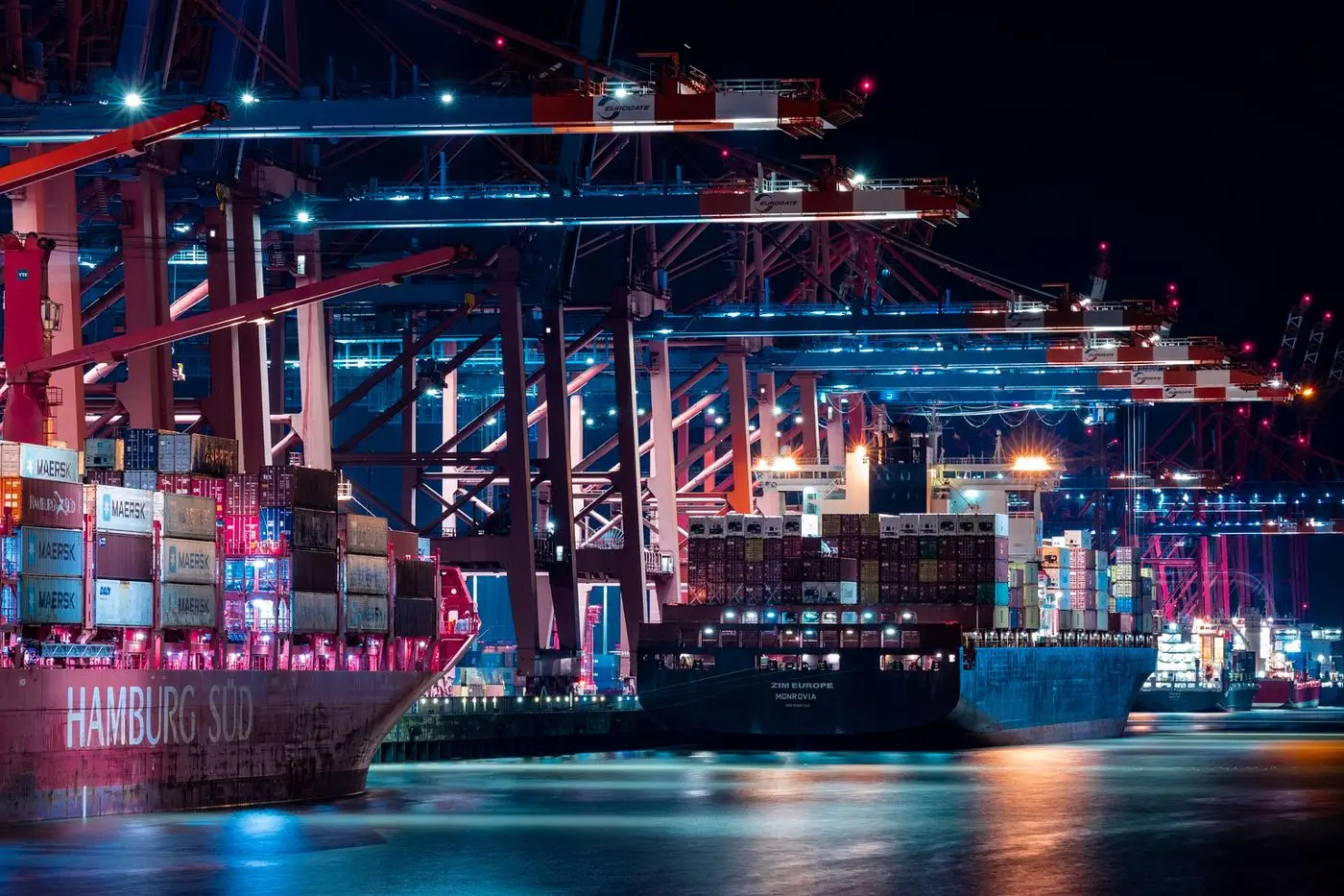 Container port at night