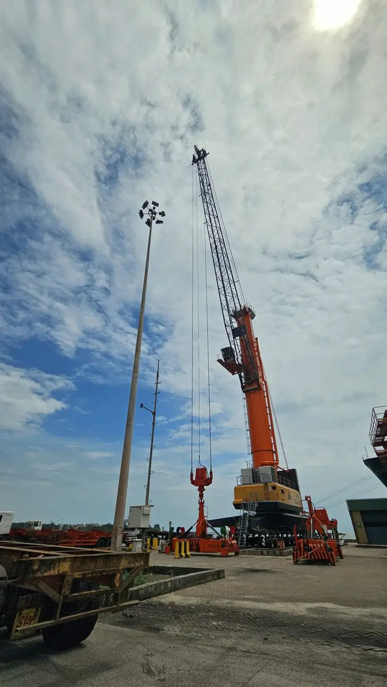 Mobile harbour crane at a cargo terminal